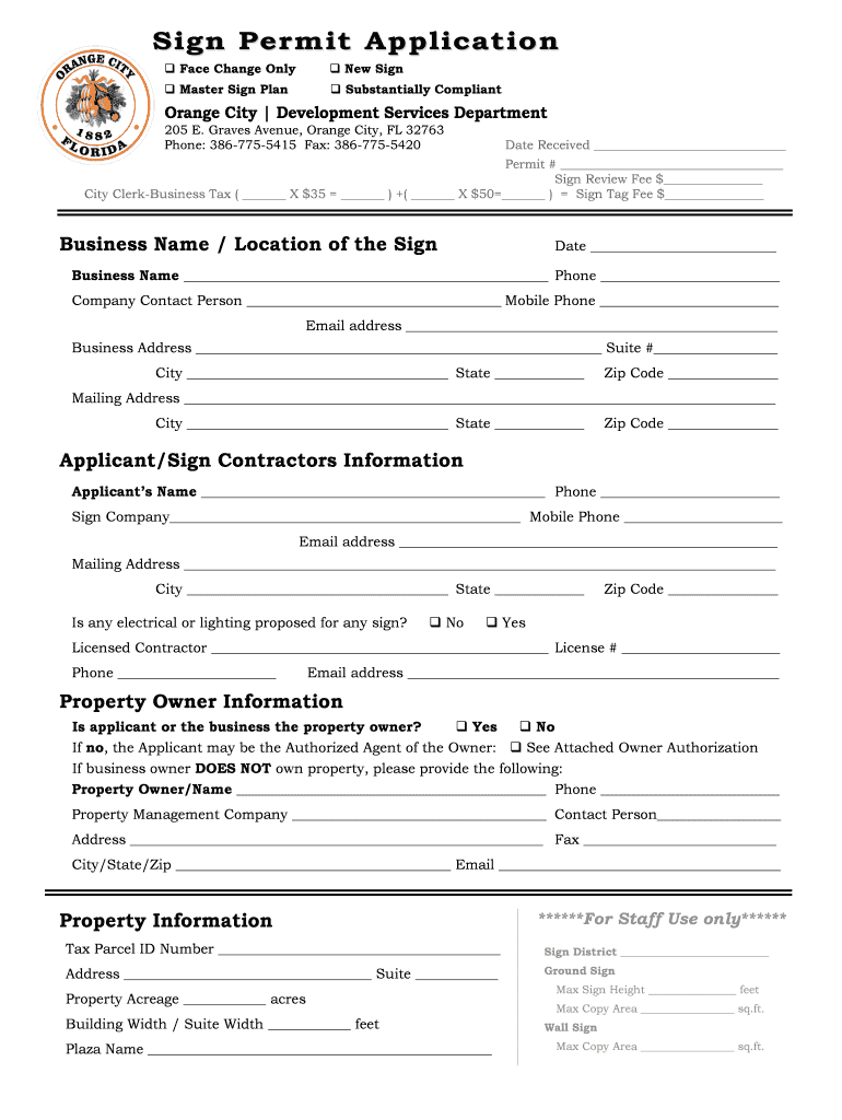 Sign Permit Application Preview on Page 1