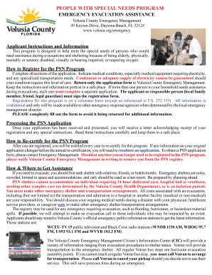 Volusia County Emergency Evacuation Assistance Form
