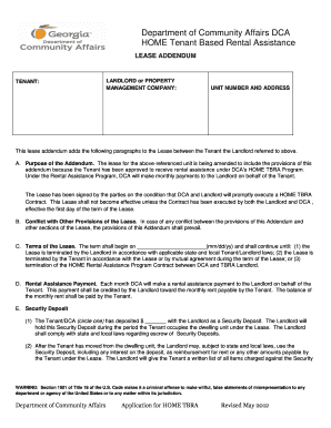 HOME TBRA Lease Addendum