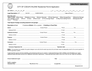 City of Coeur d'Alene Residential Permit Application