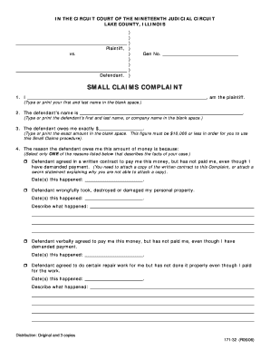 Small Claims Complaint