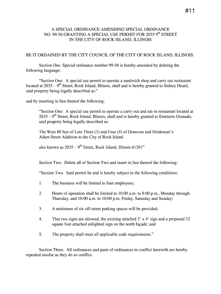 A special ordinance amending special ordinance no 99-56 granting bb Preview on Page 1