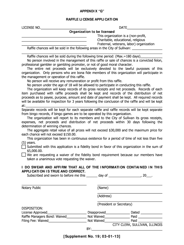 Raffle License Application Preview on Page 1