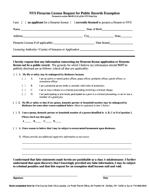 NYS Firearms License Public Records Exemption