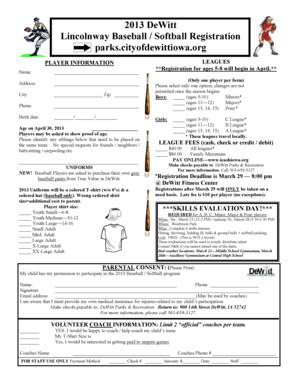 How to write a letter stating you babysit - 2013 DeWitt Lincolnway Baseball / Softball Registration parks ... - parks cityofdewittiowa