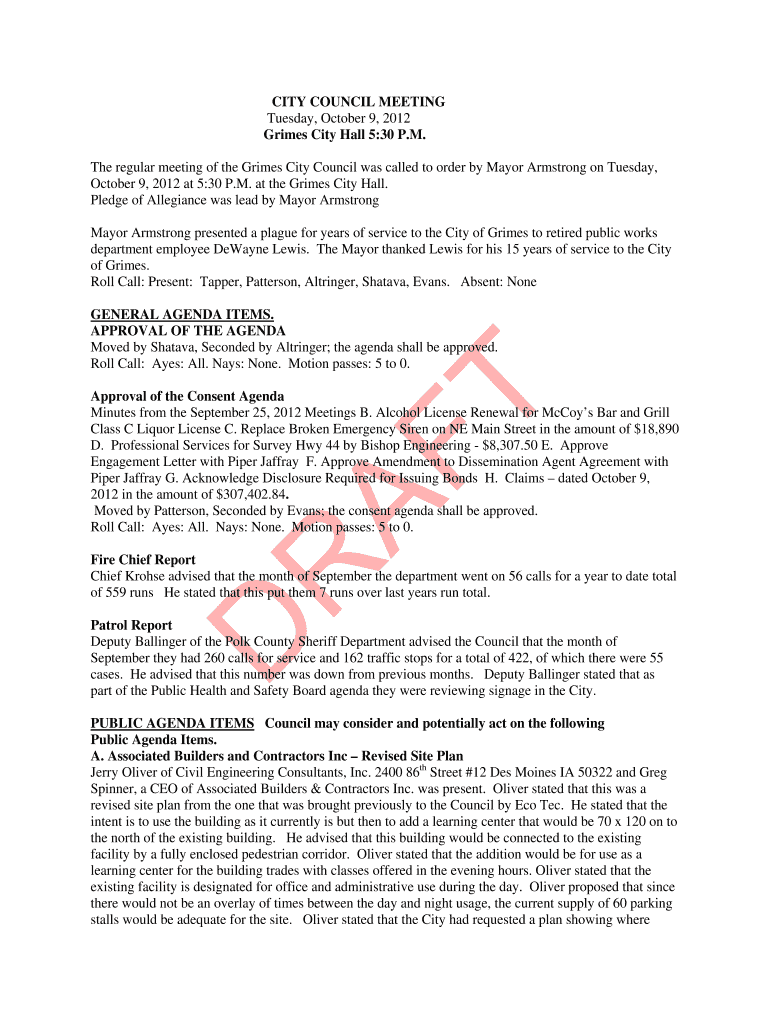 at the Grimes City Hall Preview on Page 1