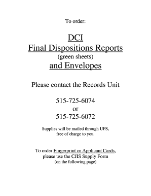 CJIS Fingerprinting Supply Requisition Form