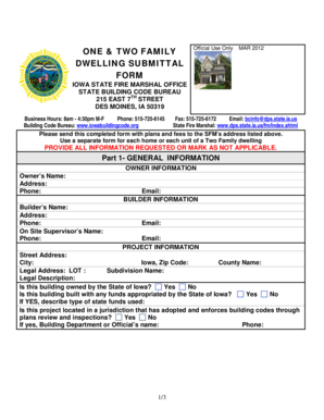 Iowa Dwelling Submittal Form