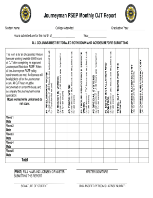 Journeyman PSEP Monthly Sign-Off Sheet