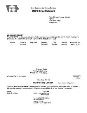 Billing statement sample - MEPD Billing Statement, Form 470-3902 - Iowa Department of ... - dhs state ia