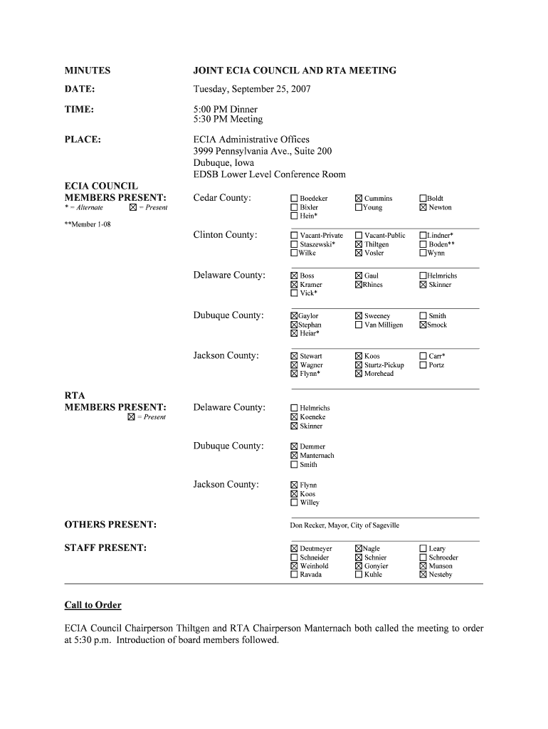 MINUTES JOINT ECIA COUNCIL AND RTA MEETING DATE bb - ecia Preview on Page 1