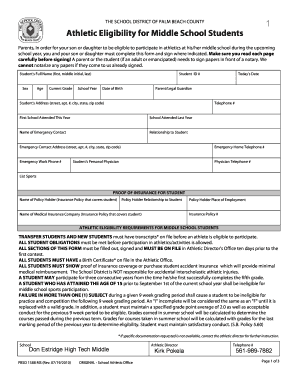 Florida Middle School Athletic Packet