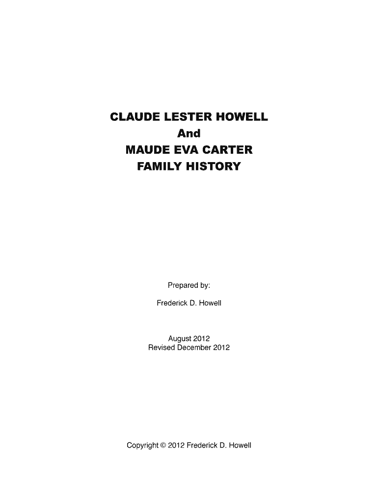 Claude Lester Howell amp Maude Eva Carter Family History Preview on Page 1