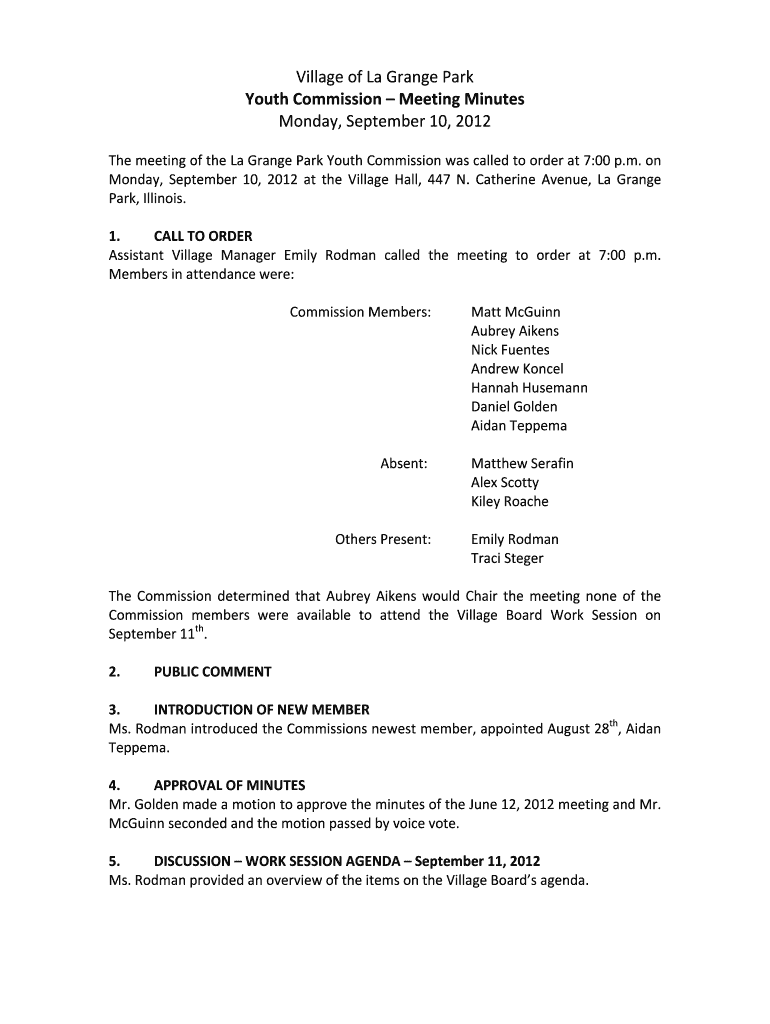 Monday, September 10, 2012 at the Village Hall, 447 N Preview on Page 1