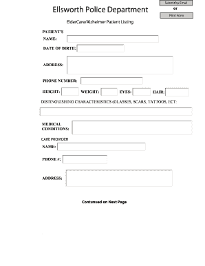 ElderCare Alzheimer Patient Listing