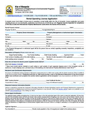 Rental Unit Operating License Application - City of Annapolis