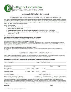 AUTOMATIC UTILITY PAY - Village of Lincolnshire