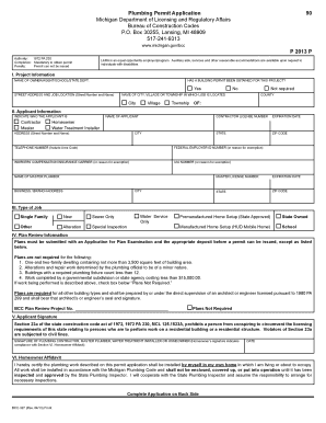 Michigan Plumbing Permit Application