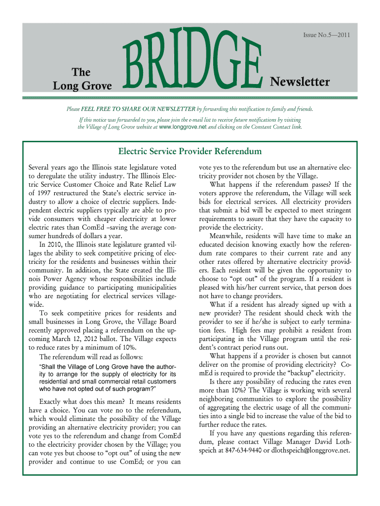 Issue 5, 2011 - the Village of Long Grove Preview on Page 1