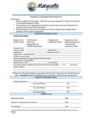 1199a form - POSITION AUTHORIZATION REQUEST Instructions: 1 - mqtcty