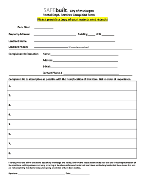 Housing Complaint Form - City of Muskegon - muskegon-mi