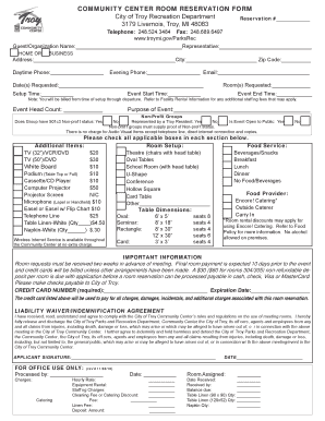 Community Center Room Reservation Form
