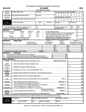 Walker W-1040NR 2005 Non-Resident Income Tax Form
