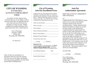 City of Wyoming Water Bill Auto Pay Enrollment Form