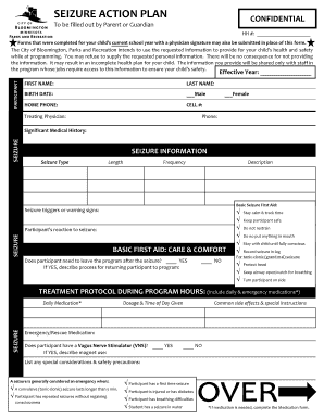 Seizure action plan form - City of Bloomington