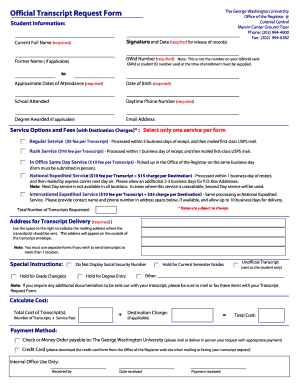 Official Transcript Request Form