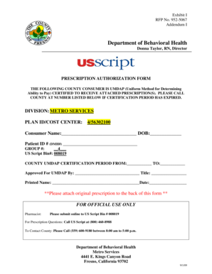 Prescription Authorization Form