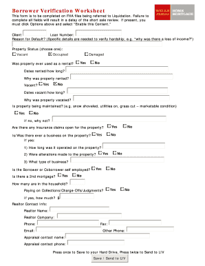 Borrower Verification Worksheet