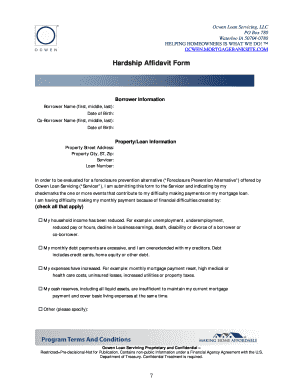 Ocwen Hardship Affidavit Form