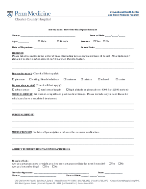 International Travel Medical Questionnaire