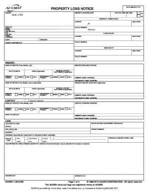 Property Loss Notice Form