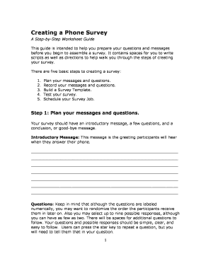 Phone Survey Creation Worksheet