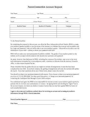 ParentConnection Account Request Form