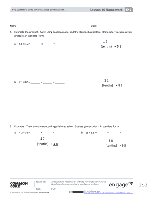NYS Common Core Mathematics Homework 5.2