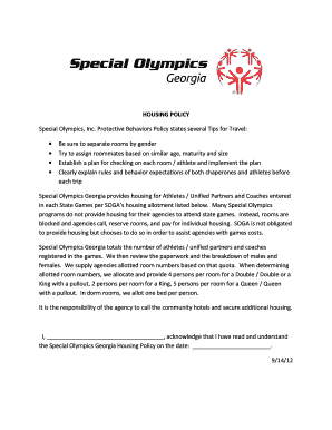 Special Olympics Georgia Housing Policy
