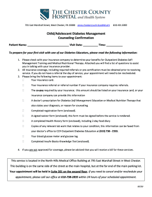 Child Diabetes Management Counseling Confirmation