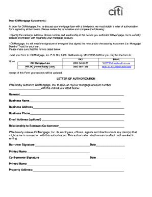 CitiMortgage Authorization Letter