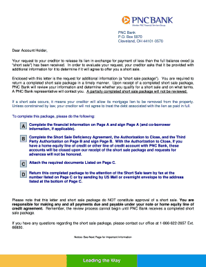 PNC Bank Short Sale Package