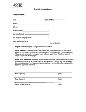 Short Sale Contract Addendum