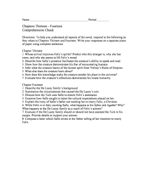 Frankenstein Comprehension Check