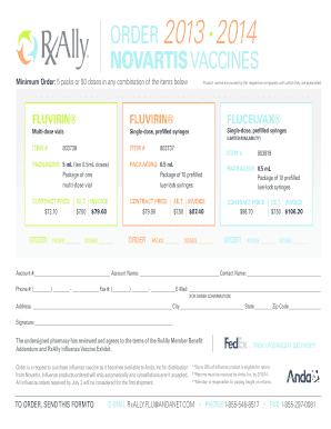 Novartis Influenza Vaccine Order Form