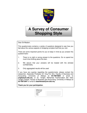 Consumer Shopping Style Survey