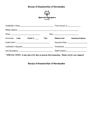 Receipt of Donation/Sale of Merchandise