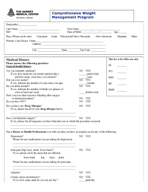 Comprehensive Weight Management Program Form