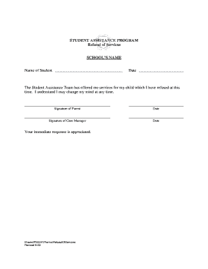 Student Assistance Program Refusal of Services