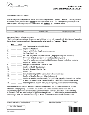 Wisconsin New Employee Checklist